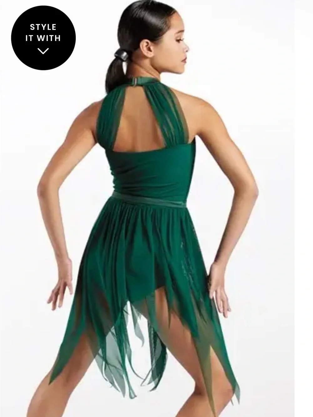 Weissman Emerald Halter Chiffon Dance Dress